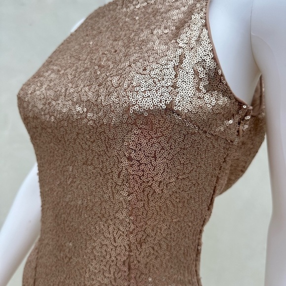 Lulus Mat Rose Gold Sequin Halter Maxi Dress size Small scoop back - Picture 6 of 8
